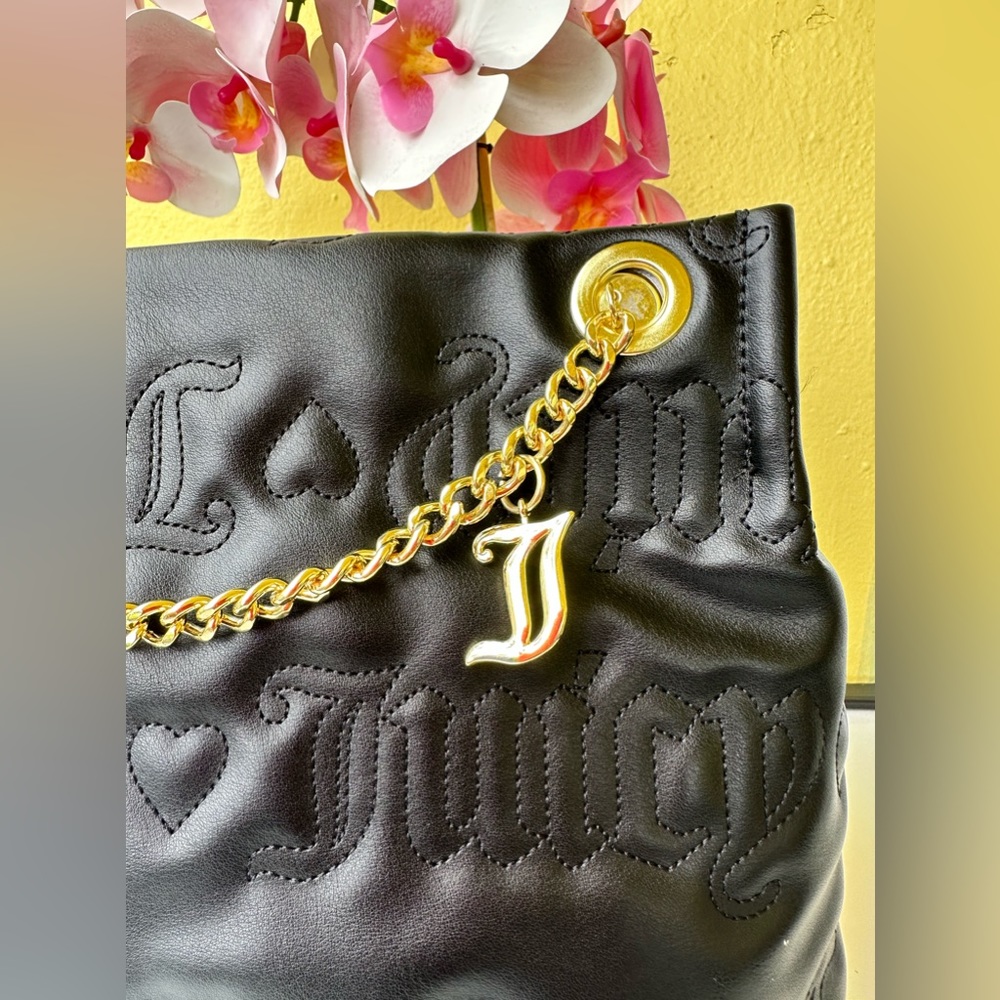 JUICY COUTURE Black Quilted Puff Tote Bag - Picture 2 of 6